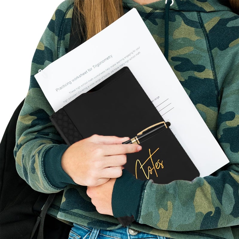 Canopy Street Black Notes Padfolio And Pen Set/Two Piece Journal Writing Stationery Set/Faux Leather Folio Notebook With Black And Gold Pen - Image 4